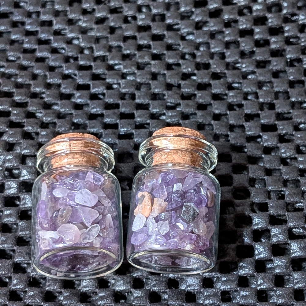 Purple Gemstone Vials with Cork Stoppers
